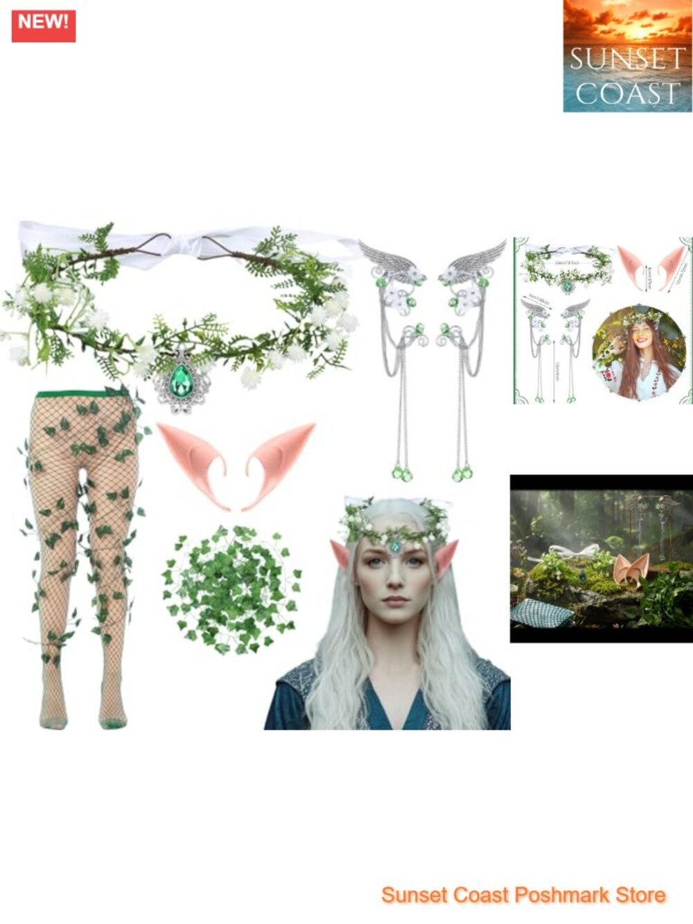 Tondiamo 6 Pc Halloween Fairy Costume Accessories Woodland Elf Outfit Set